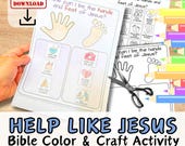 How to be the HANDS & FEET of JESUS Bible Paper Craft Activity Kit for Kids. Sunday School/Church Youth group/Printable diy Coloring Sheet.