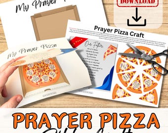 PRAYER PIZZA Craft Activity for Kids.  Bible based printable prayer prompts. Sunday School/ Church Youth group. DIY Lesson Plan/Homeschool