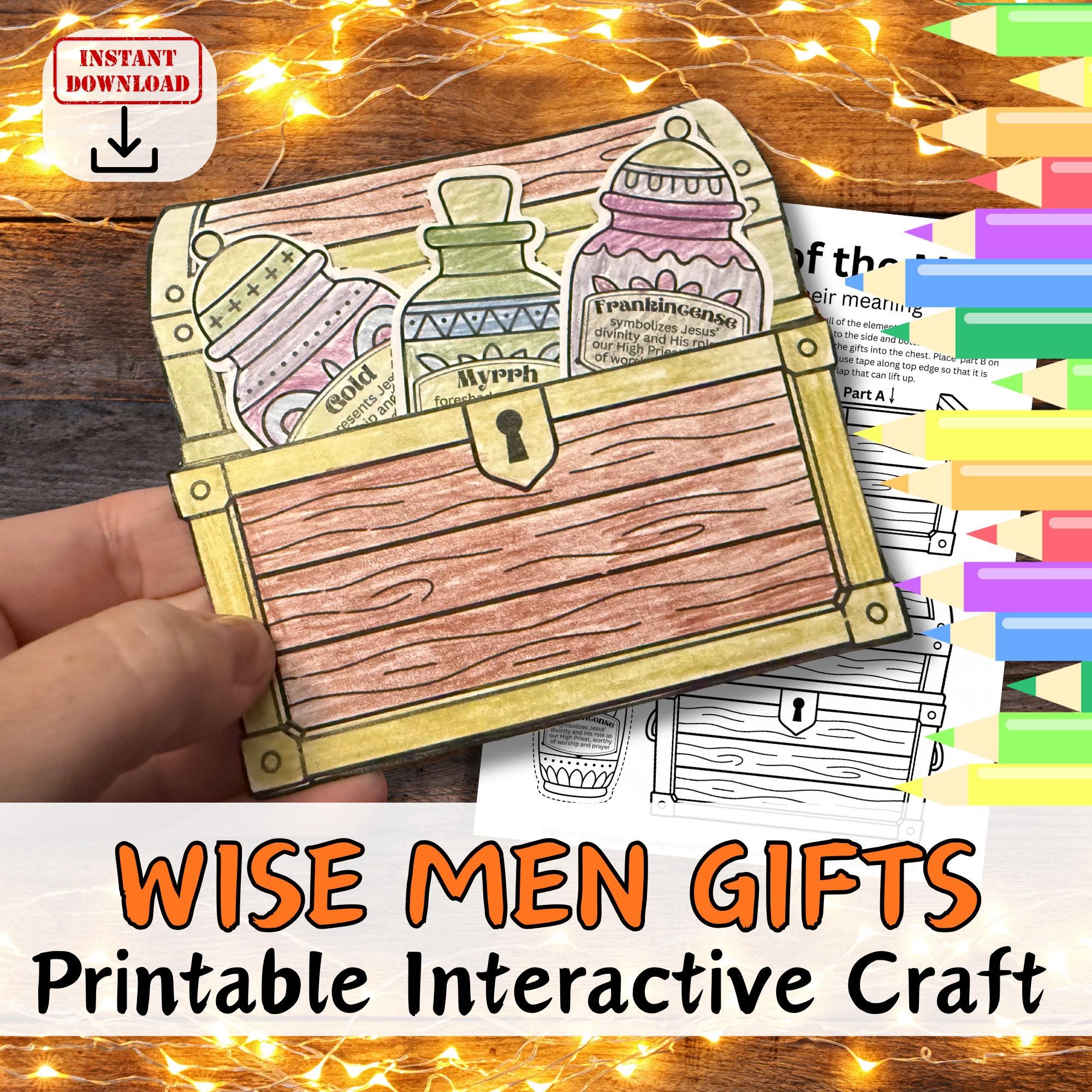 WISE MEN MAGI GiFTS Printable Bible Story Craft Activity for Kids…