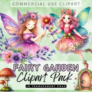 Schattig FLOWER FARIY tuin Clipart & Papers Junk Journal Card Making hoge kwaliteit transparant 300 dpi PNG-afbeeldingen commercieel gebruik illustraties