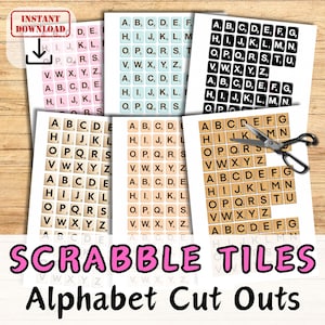 Más de 460 letras del alfabeto imprimibles para SCRABBLE TILES, recortes para manualidades y revistas de chatarra. Descarga digital de recortes para uso comercial.