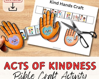 ACTS OF KINDNESS Bible Verse Paper Craft Activity for Kids. Fold Out Sunday School/Homeschool Kit. Printable Diy Bible Verse Lesson Plan
