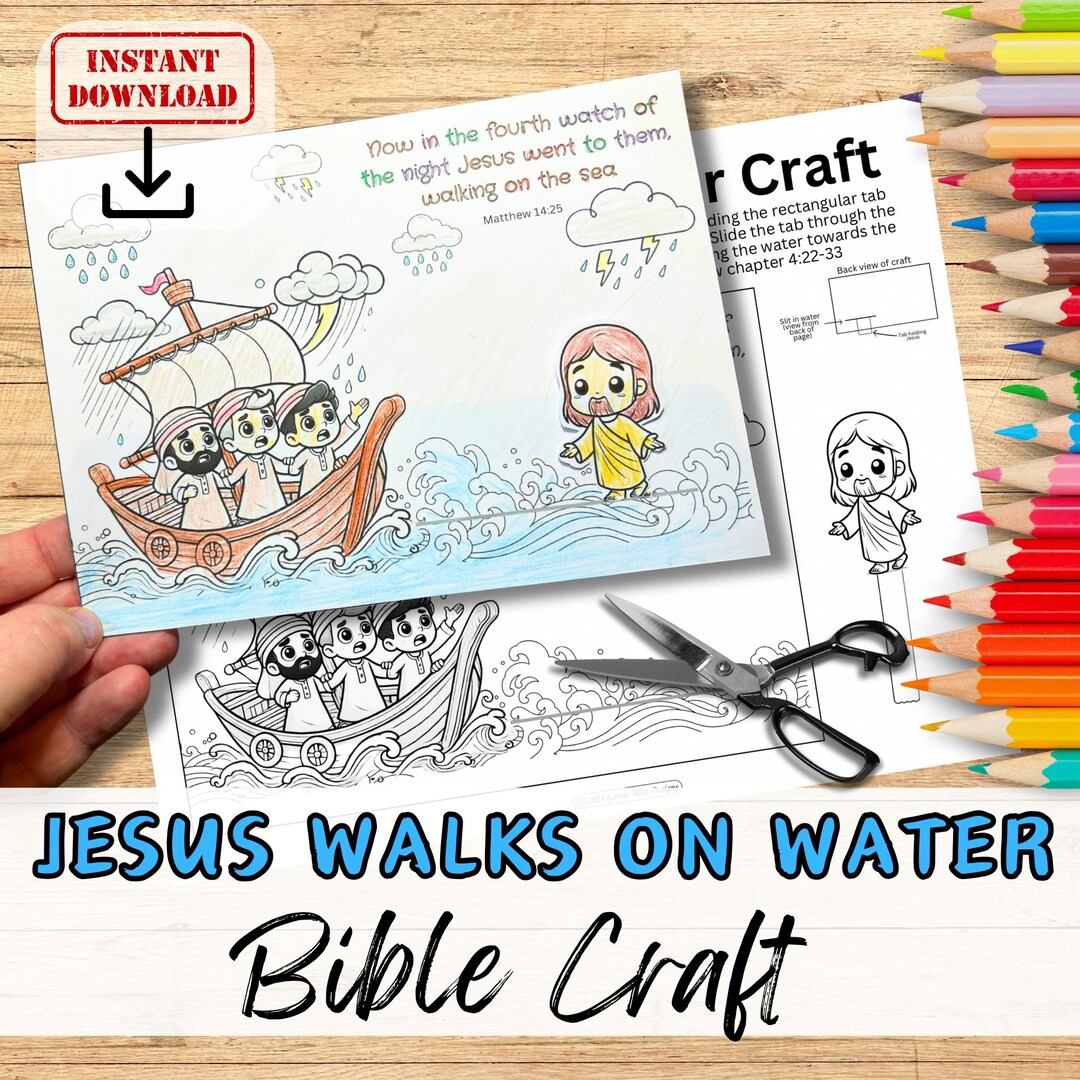 JESUS WALKS on WATER Diy Bible Story Paper Craft Activity for Kids ...