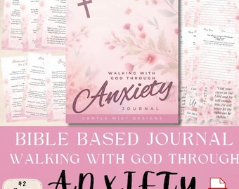 Bible Based Anxiety Journal | PDF Self Paced Guided | Daily Scripture Verse Prompts for Peace & Calm. Christian Faith Mental Health Workbook