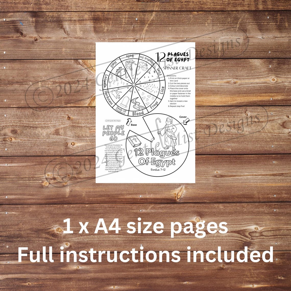 12 PLAGUES of EGYPT Bible Story Spinner Wheel Craft/colouring Page ...
