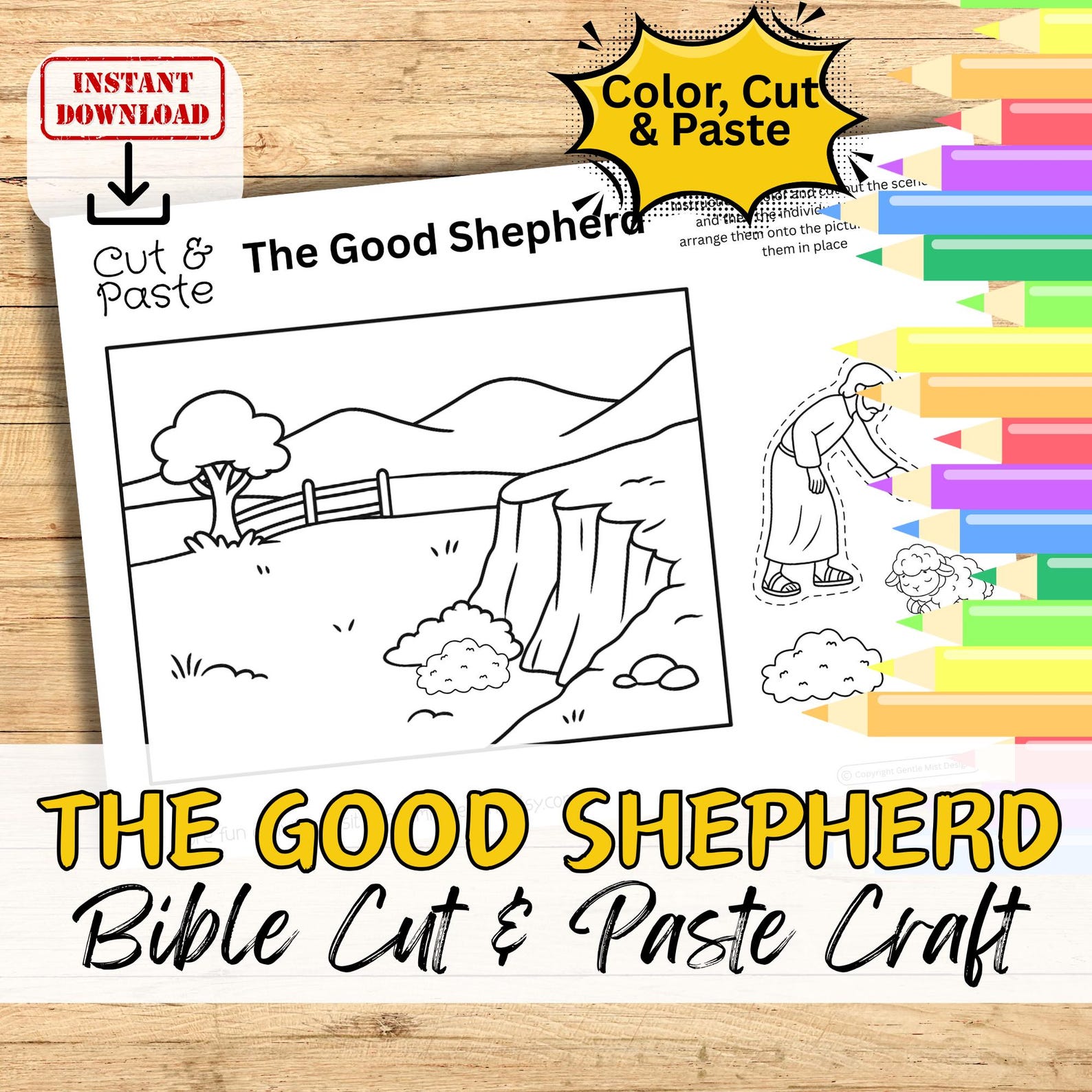 The GOOD SHEPHERD Bible Story Paper Craft Activity for Kids. Printable ...