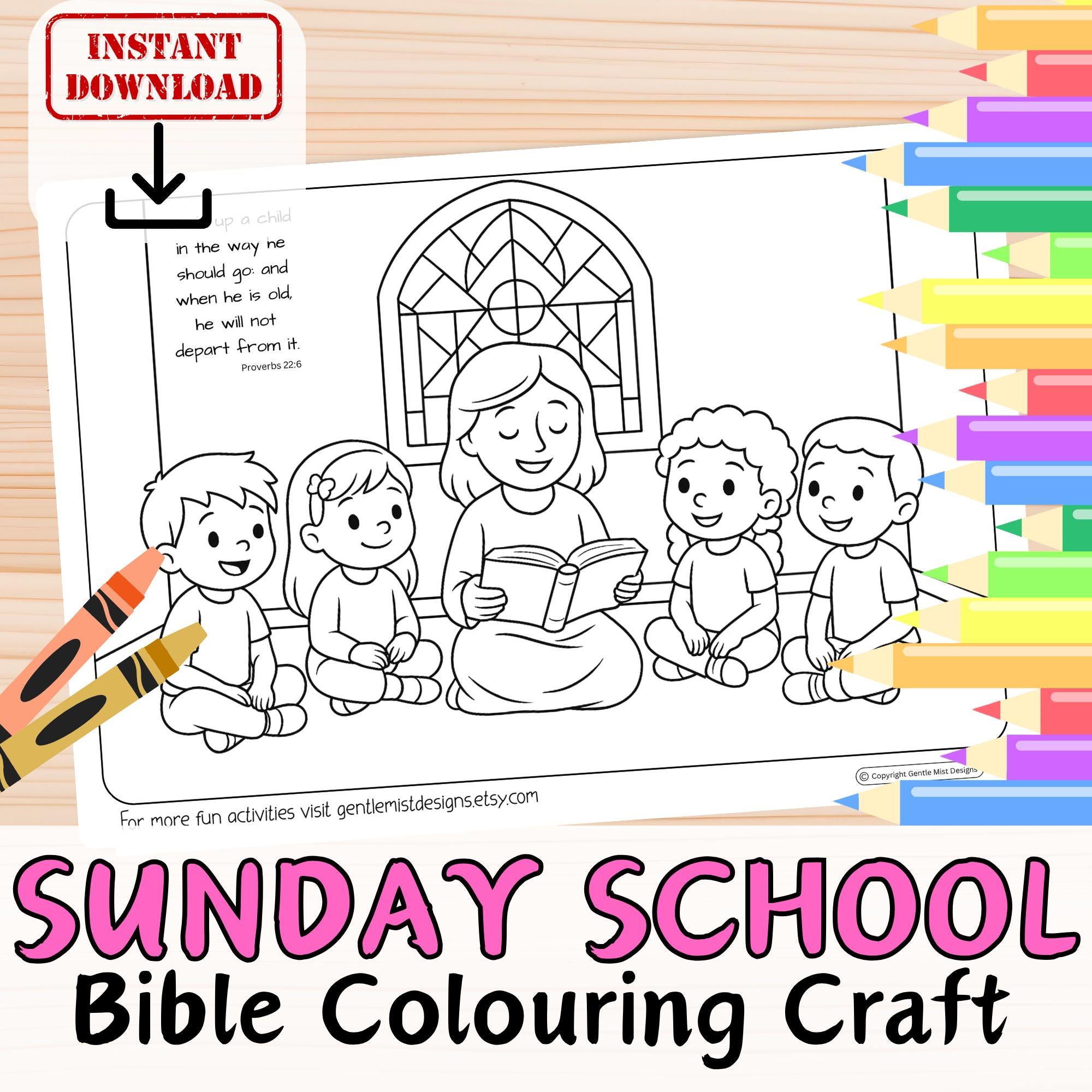 SUNDAY SCHOOL CLASS - Train Up a Child Bible Verse Coloring in Sheet…