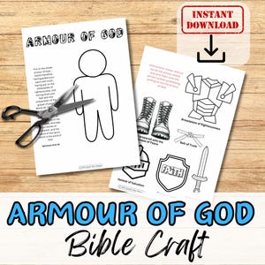 ARMOR of GOD Bibel Handwerk Aktivität für Kinder. Sonntagsschule / kirchliche Jugendgruppe / Homeschool Kit. Schneiden und Kleben DIY druckbare Papier Lesson Plan