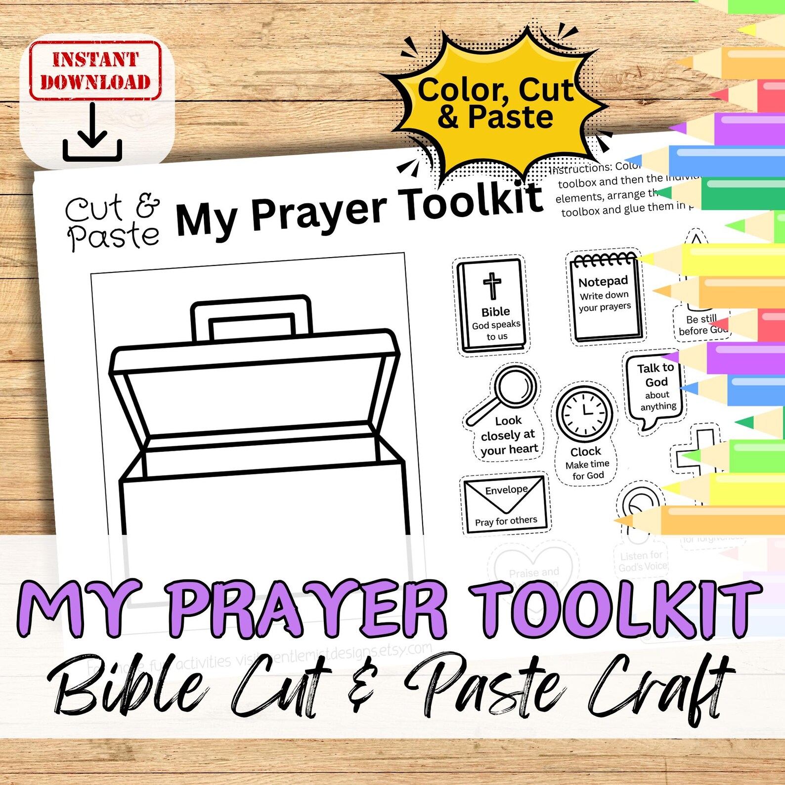MY PRAYER TOOLKIT Bible Craft Activity for Kids Printable Diy Cut ...