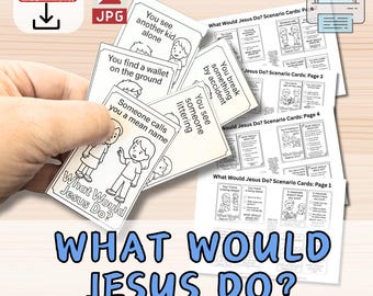 What Would Jesus Do? Bible Activity Cards for Kids | Printable WWJD Scenario Cards | Christian Sunday School Game | Lesson Plan Resource