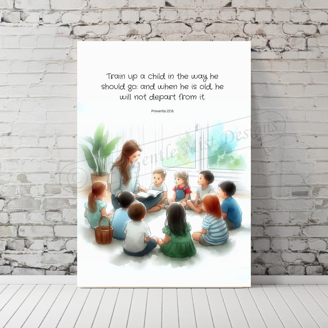SUNDAY SCHOOL Wall Art - Christian Bible Verse - Proverbs 22:6 ‘train ...