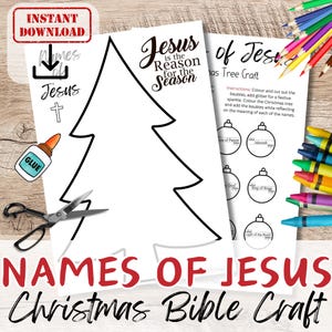 NAMEN von JESUS WEIHNACHTEN Baum Handwerk Aktivität für Kinder Bibel Christian druckbare Sonntagsschule / Kirche Jugendgruppe Basteln/Lektion/Homeschool Kit