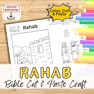 RAHAB & The Spies Bibel Papier Handwerk Aktivität für Kinder. Druckbares DIY Cut Paste Kit Sonntagsschule/ Kirche Jugendgruppe/ Homeschool Lesson Plan