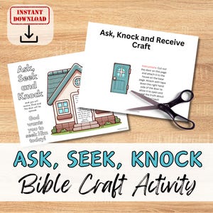 ASK, SEEK, KNOCK Bibel-Verse zum ausdrucken, basteln für Kinder Sonntagsschule / kirchliche Jugendgruppe / Homeschool Kit. Druckbares DIY Poster