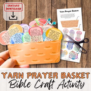GARN GEBETSKORB Bibel Papier Handwerk Aktivitätenset für Erwachsene und Kinder.  Sonntagsschule / Jugend oder Damengruppe / Prompts to Pray Diy Printable