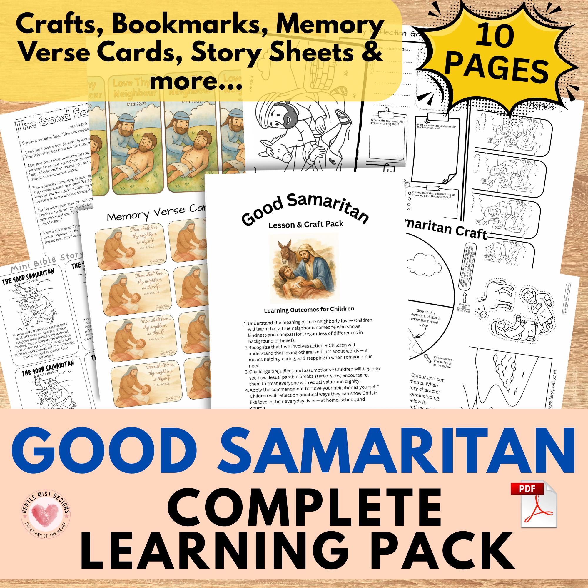 THE GOOD SAMARITAN Bible Story Complete Learning Pack for Kids ...