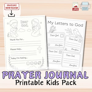 DIÁRIO DE ORAÇÃO e kit Cartas a DEUS para crianças Conjunto de Bíblias para impressão para Escola Dominical Igreja Jovens Educação Domiciliar Atividade de Colorir Cristã