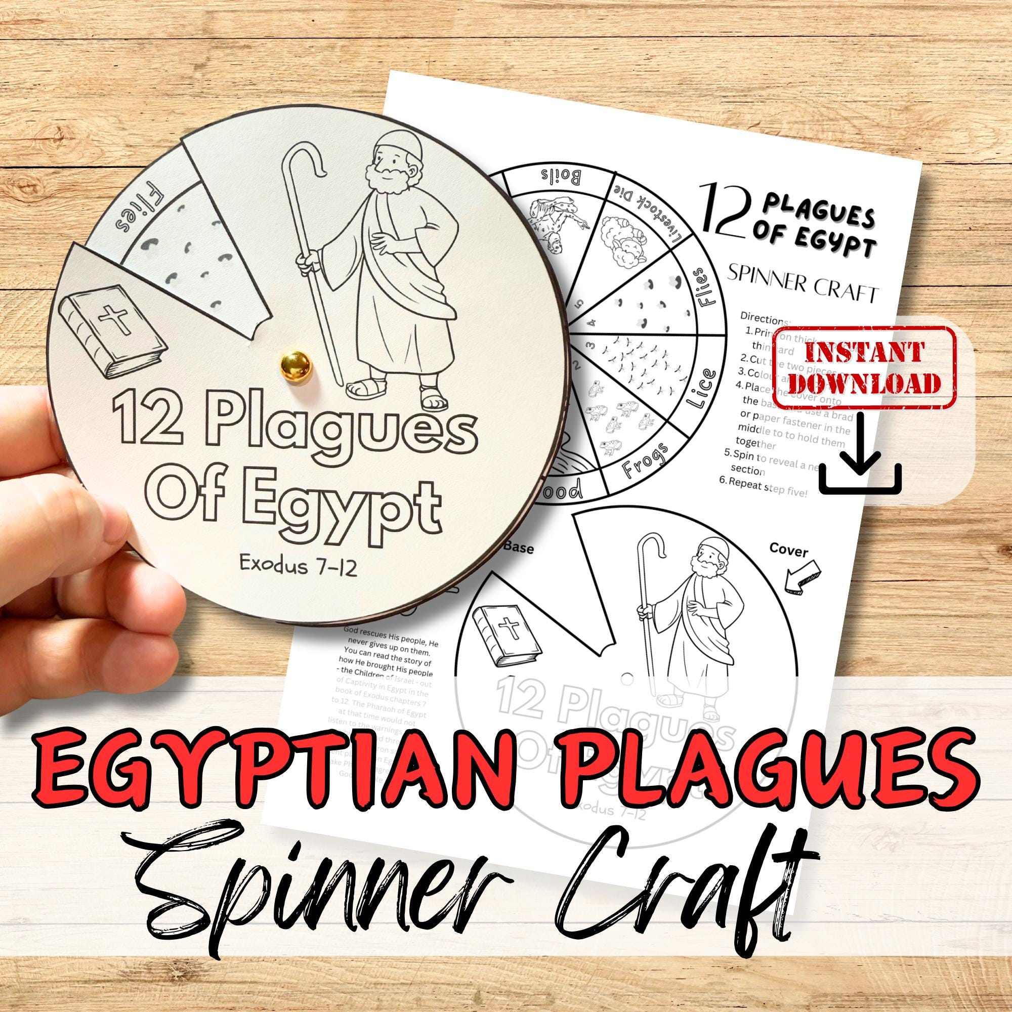 12 PLAGUES of EGYPT Bible Story Spinner Wheel Craft/colouring Page ...