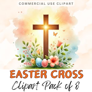 OSTERN KREUZ Clipart. Junk-Journal Christian Sonntagsschule Grafiken Hohe Qualität Transparent 300 dpi PNG-Bilder Kommerzielle Nutzung Clip Art
