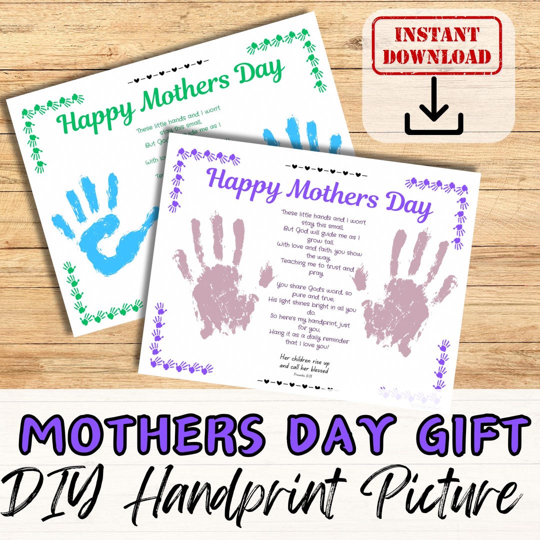 HANDPRINT GIFT Diy Mothers Day Craft Bible Poem for Kids. Sunday School ...