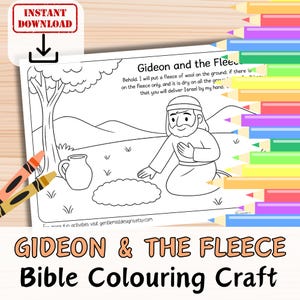 GIDEON & THE FLEECE Bible Verse Coloring in Sheet Activity for Kids ...