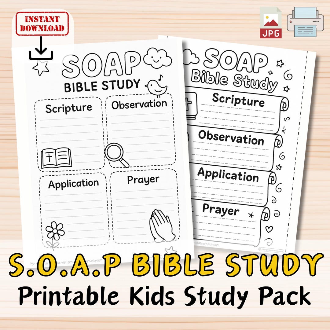 CUTE SOAP Bible Study Kit for Kids Printable Church Set for Sunday ...