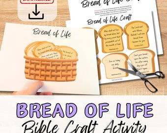 BREAD of LIFE Bible Paper Craft Activity for Kids. Sunday School/ Church Youth group/Homeschool Kit. Printable Scripture Verse Cut & Stick