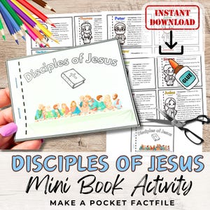 JESUS Mini Buch Handwerk Aktivität für Kinder Bibel Fact Dateien printable. Sonntagsschule / Kirche Jugendgruppe DIY Unterricht / Homeschool Kit
