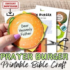 PRAYER BURGER Bastelaktivität für Kinder.  Auf der Bibel basierende druckbare Gebetsanfragen. Sonntagsschul-Jugendgruppe. DIY Stundenplan/Homeschool