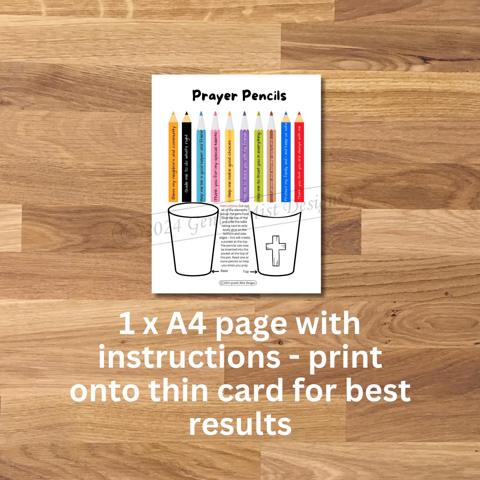 PRAYER PENCILS Bible Paper Craft Activity Kit for Kids. Sunday School ...