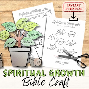 GEISTLICHES WACHSTUM Bibel Papier Handwerk Aktivität für Kinder. Sonntagsschule / kirchliche Jugendgruppe / Homeschool Kit. Wie Sie in Ihrem Weg mit Jesus wachsen
