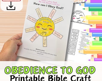 OBEDIENCE TO GOD SuN Cut & Paste Craft Activity for kids - Sunday School. Bible based Printable Coloring Page/Worksheet