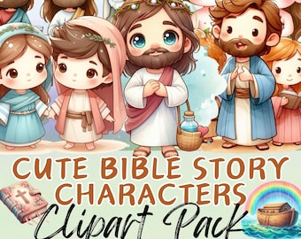Cute BIBLE Story CHARACTERS Clipart. Junk Journal Christian Graphics High Quality Transparent 300 dpi PNG images Commercial Use Clip Art