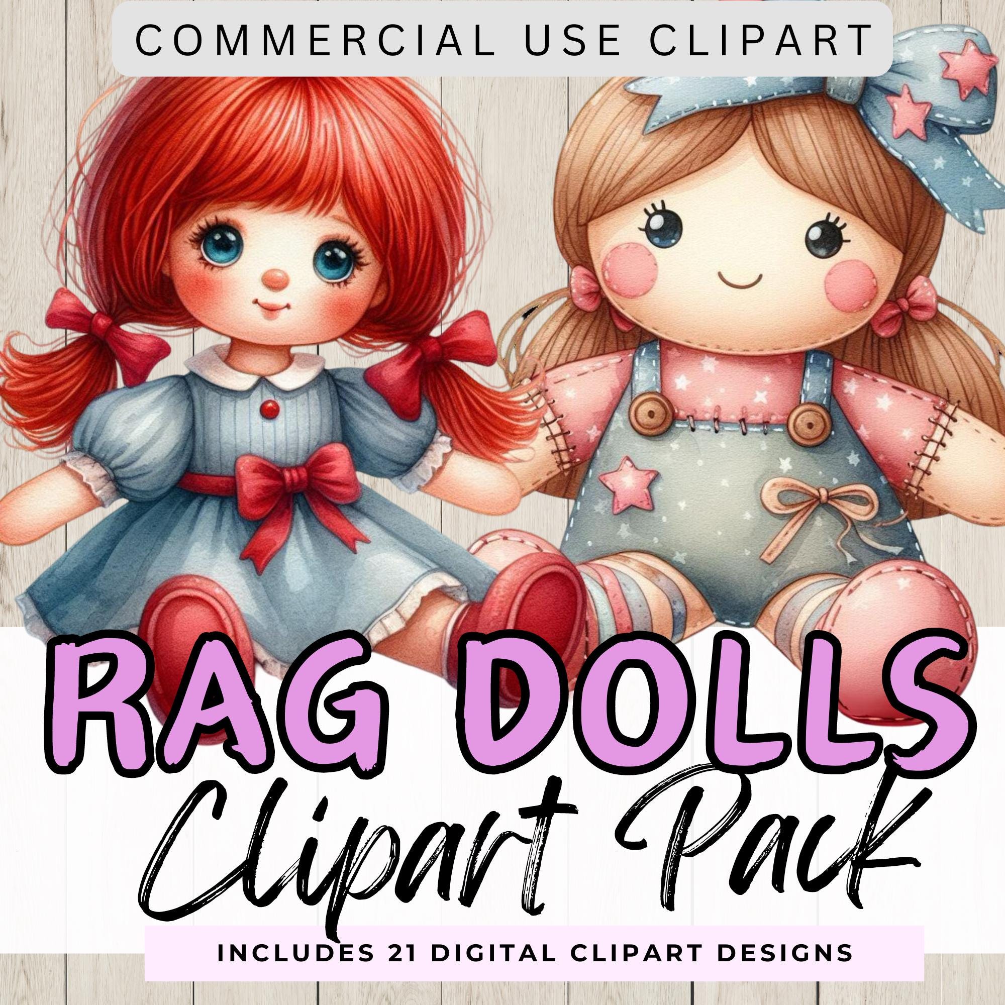 Fat Ragdoll Clip RAG DOLL Clipart Pack. Cute Dolls Junk Journal Card Making High Quality ...
