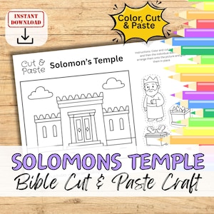 SOLOMON’S TEMPLE Bibelgeschichte Papier Handwerk Aktivität für Kinder.  Druckbares DIY Cut & Paste Kit Sonntagsschule/ Kirche Jugendgruppe/ Homeschool
