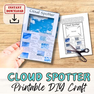 Atividade educacional DIY CLOUD SPOTTER para crianças. Projeto divertido para impressão Weather Identifier Viewer. Clube escolar Grupo de jovens. Homeschool