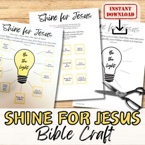SHINE FOR JESUS Attività di carta per lavoretti della Bibbia per bambini. Scuola domenicale/gruppo giovani della chiesa/kit per l'istruzione domestica. Come testimoniare ed essere la luce fai da te