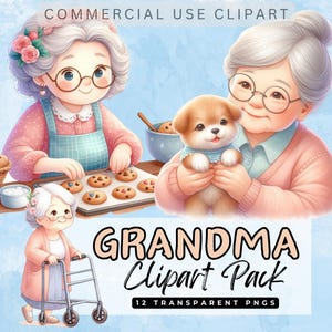 Mignon grand-mère Clipart Junk Journal, grand-mère faisant des Images de haute qualité Transparent 300 dpi PNG usage commercial Clip Art