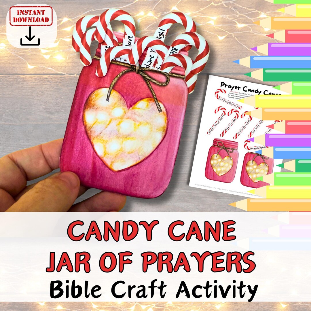 JAR of CANDY CANES Prayers Bible Craft Activity for Kids. Christmas ...
