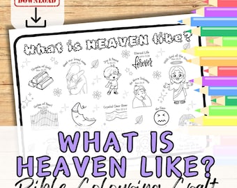 WHAT Is HEAVEN LIKE? Coloring Sheet Activity for kids, youth. Sunday School Church Lesson plan. Christian Bible Verse. Homeschool Printable