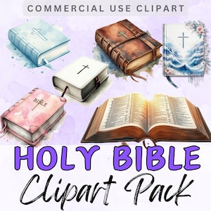 HEILIGE BIBEL Clipart. Schriften Junk Journal Christian Bücher Grafiken Transparent 300 dpi Png-Bilder Kommerzielle Nutzung Clip Art