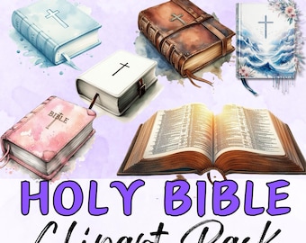HOLY BIBLE Clipart. Scriptures Junk Journal Christian Books Graphics Transparent 300 dpi Png images Commercial Use Clip Art