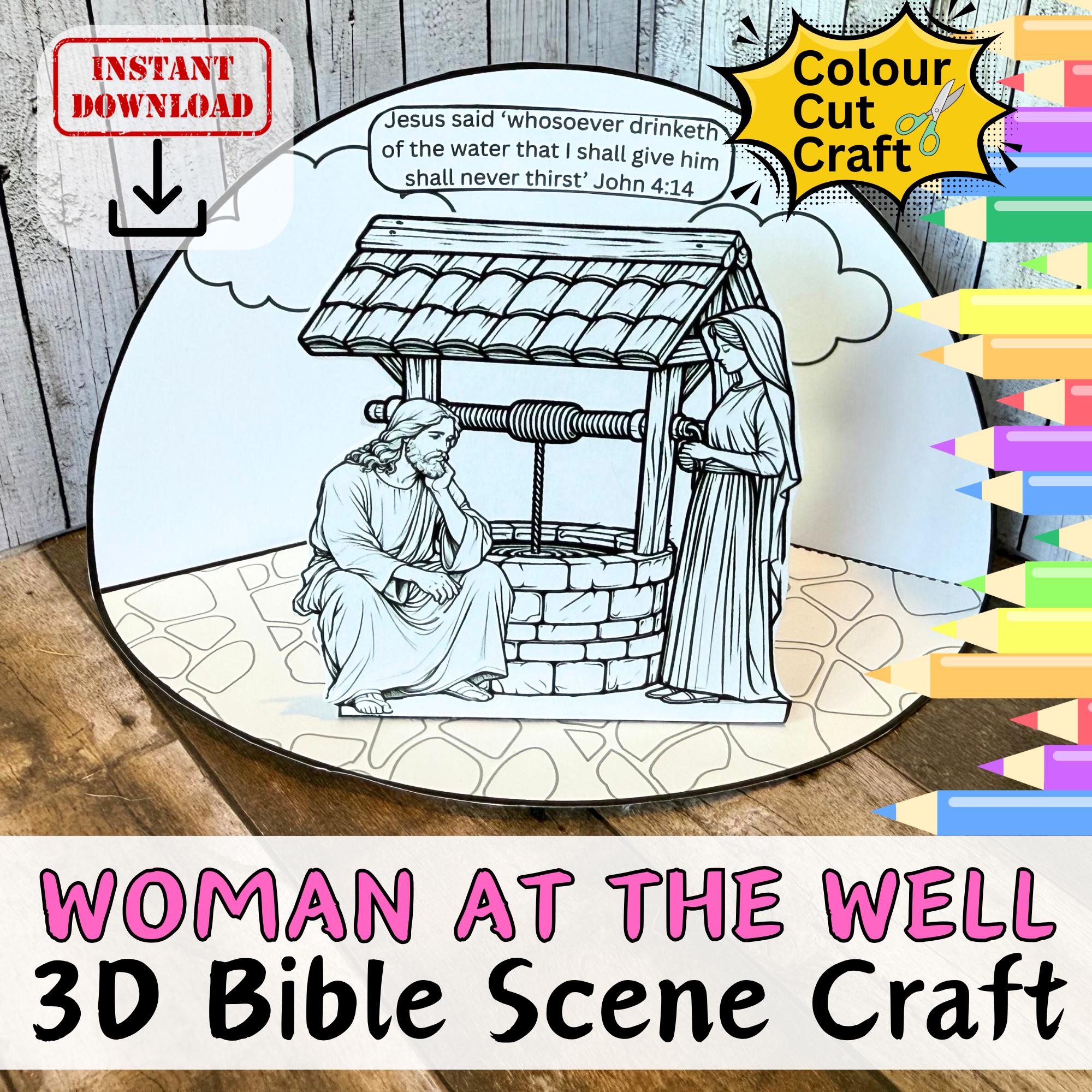 Jesus & the Woman at the Well Bible Story 3D Scene Paper Craft for Kids ...