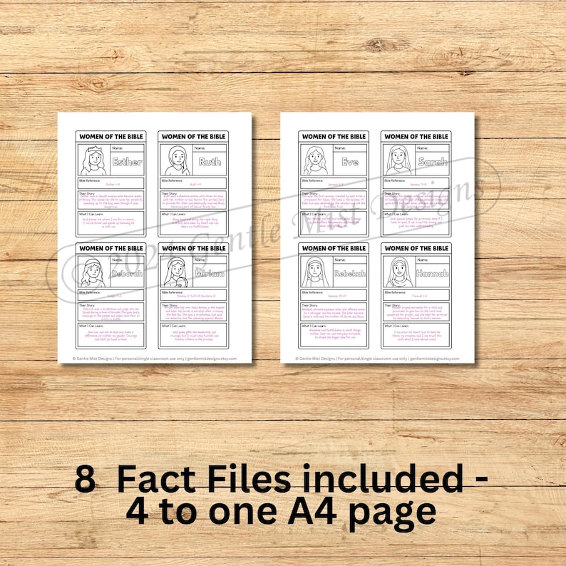 Portrait Fact File Old Testament Women of the Bible Fact Files Activity for Kids Printable ...