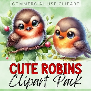 Pacote de clipart de Natal de Robins fofos. Cartão de diário de lixo, criação de imagens PNG transparentes de alta qualidade de 300 dpi, uso comercial, clipart