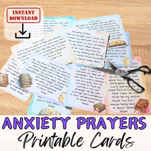 10 CARTE DI PREGHIERA PER L'ANSIA Kit di attività artigianali con carta stampabile. Gruppo biblico, scuola domenicale/gruppo giovanile/scuola parentale: spunti per pregare fai da te.