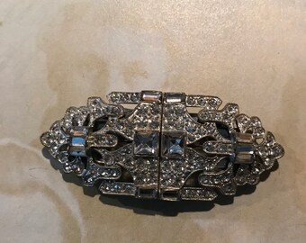 Art Deco Rhinestone Duette Brooch & Shoe Clips