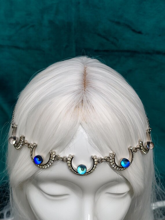 Silver Tiara Headpiece with Turquoise Crystal Accents FAST SHIPPING!! Silver AB and Sky Blue Stones Tiara, Silver  main image 2