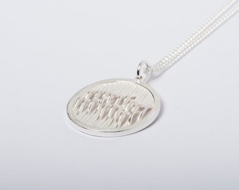 Sterling Silver Round Wave Pendant