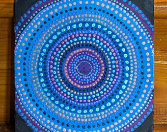 Glimmer: Hand-painted Mandala, Acrylic, 8x8